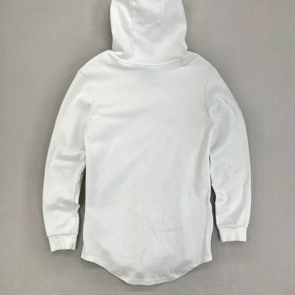 ASRV Hoodie Mens Large White Longline Terry Pullover Gym Athletic Slim-Fit - Picture 6 of 12